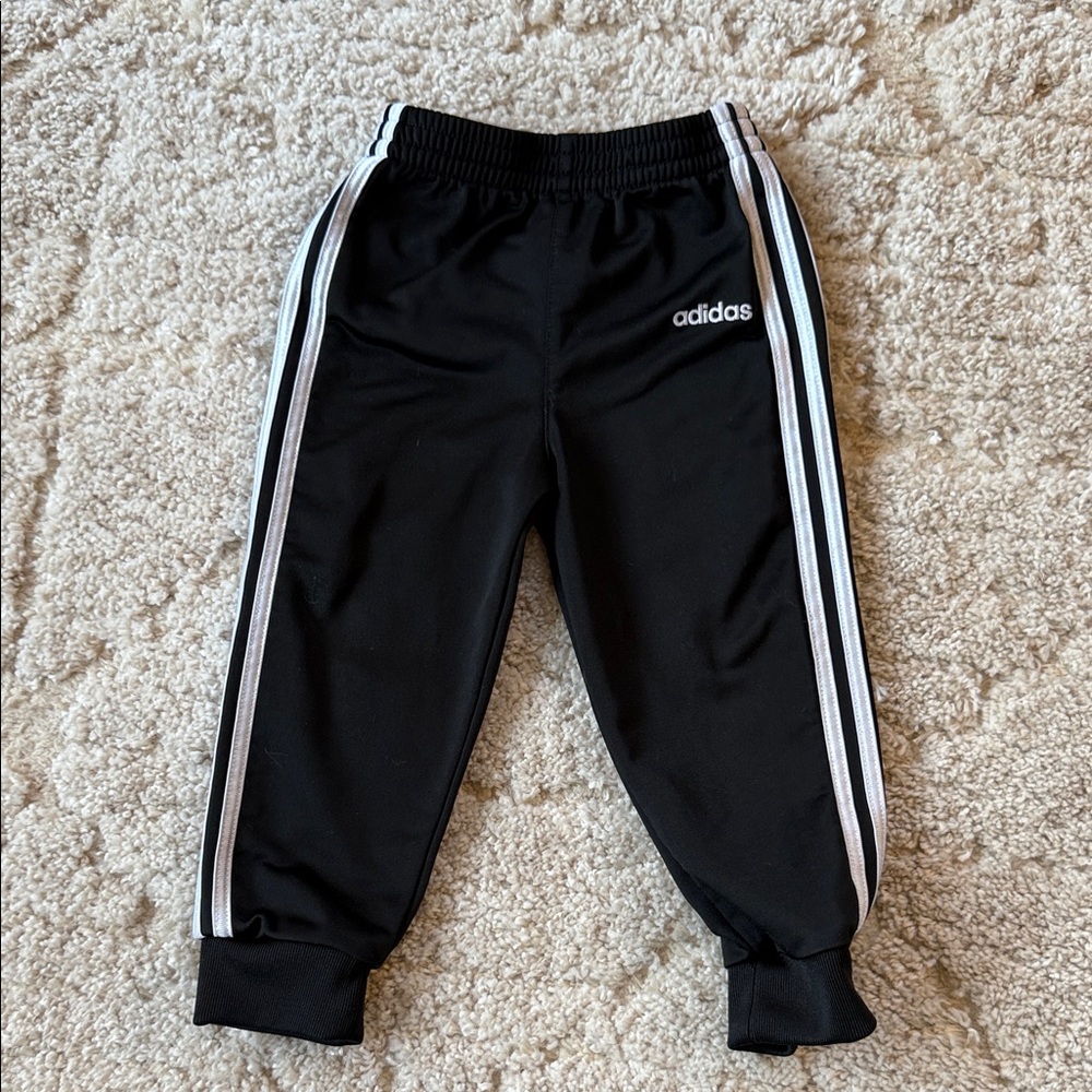 Adidas Black Joggers with White Stripes
